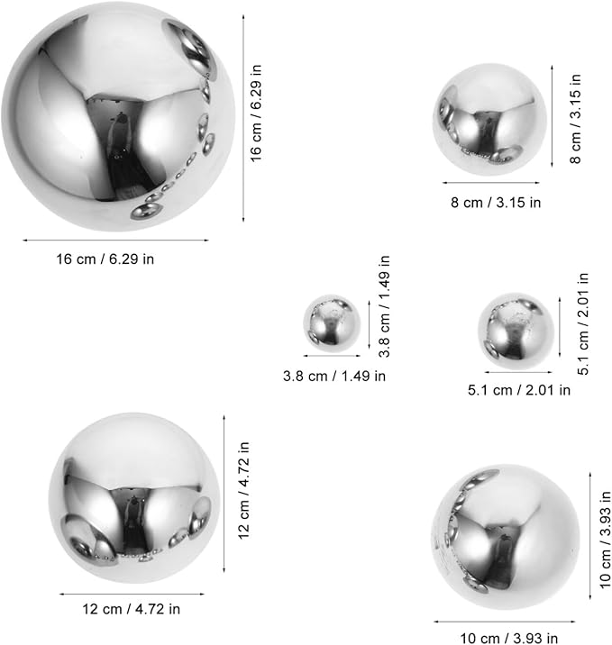 GANAZONO Gazing Balls Stainless Steel Garden Mirror Globes 10pcs Hollow Ball Reflective Shiny Half Sphere Floating Pond Balls Seamless Gazing Globes for Ornament Decorations