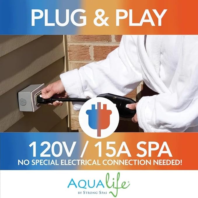 Hot Tub Bundle, Inland Hot Tub, Side Steps, Extra Filter, Six Person Spa, Insulated Cover Included, Made in USA, Aqualife by Strong Spas