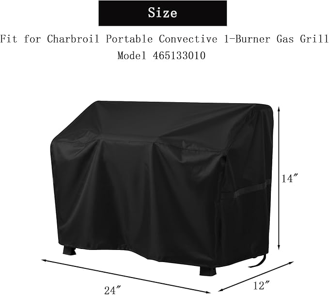 Outdoor Tabletop Grill Cover for Char Broil Portable 1 Burner Stainless Steel Propane Gas Grill, Waterproof Outdoor BBQ Table Top Grill Cover - 24 x 12 x 14 Inch