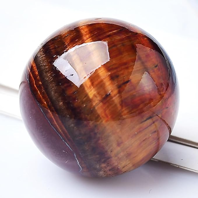 6-7CM/2.36-2.76inch Natural Crystal Red Tiger Eye Ball Quartz Massage Polished Spheres Reiki Healing Exquisite Room Decor Rock Ball Souvenirs Gift(Red Tige Eye, 60-70mm)