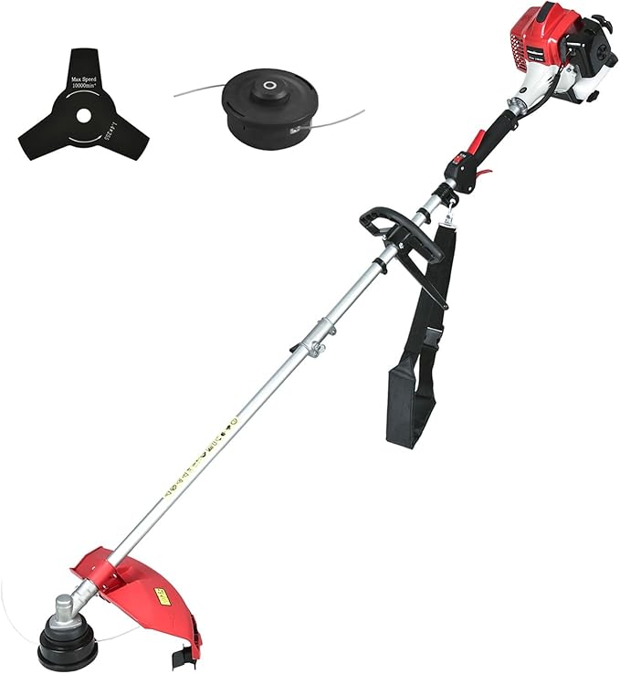 PowerSmart Gas Weed Wacker 25.4cc, 2-in-1 String Trimmer/Edger 16-Inch with 10-Inch Brush Cutter for Garden Edging & Lawn Care