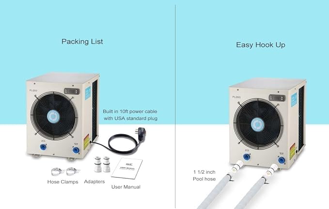 14,000 BTU Swimming Pool Heat Pump - Electric Pool Heater for Above Ground Pools Up to 4,000 Gallons,Heating and Cooling Pool Heater 120V