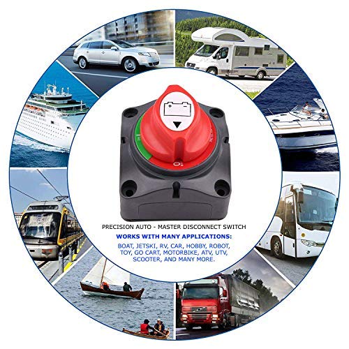 Marine Battery Disconnect Switch - Premium On-Off Position Master Cut Off - 6V 12V 24V 48V - Battery for Boat, ATV, RV, UTV, Heavy Duty Waterproof Isolator Switch, 275/1250 Amps (1-2-1&2-Off)