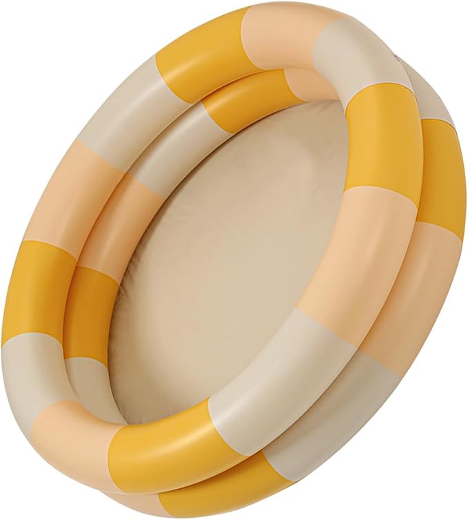 Inflatable Baby Retro Swimming Pool Family Cute Style Thickened Water Pool for Kids Indoor Outdoor Play (Yellow Stripe)