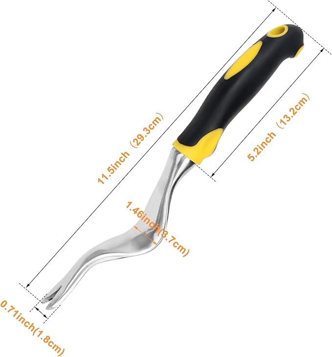 Hand Weed Puller Tools Garden Crack Weed Remover Tool Aluminium Manual Weed Pulling Tools with Ergonomic Rubberized Grip for Garden Lawn Farmland Yard Transplant（2Pcs）