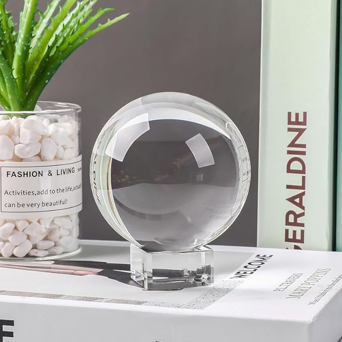 Small Clear Crystal Ball 60mm/2.3 inch for Fortune Teller Accessories,Halloween Decor,Magic,Feng Shui,Witchcraft,Scrying,Decorative Ball,Lensball Photography,Quartz Crystal Sphere Prop Glass Orb