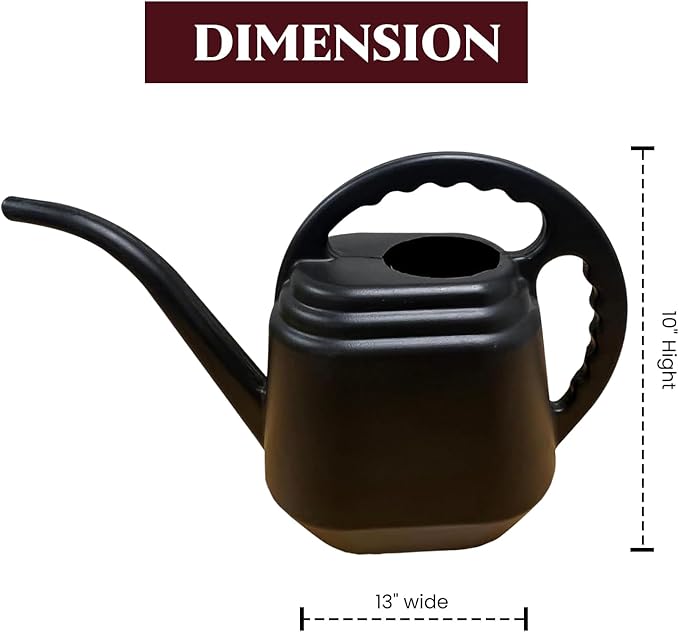 KP KOOL PRODUCTS 2 Liter Black Watering Can – Durable Plastic Indoor & Outdoor Plant Waterer – Lightweight Garden Tool with Easy Pour Spout – Perfect for Flowers, Herbs, and Houseplants – 1 Pack