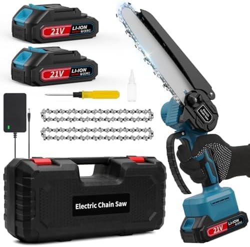 Mini Chainsaw, 6-Inch Electric Chainsaw Cordless, Brushless Portable Handheld Small Chain Saw with 2 Batteries, for Wood Cutting/TreeTrimming/Courtyard