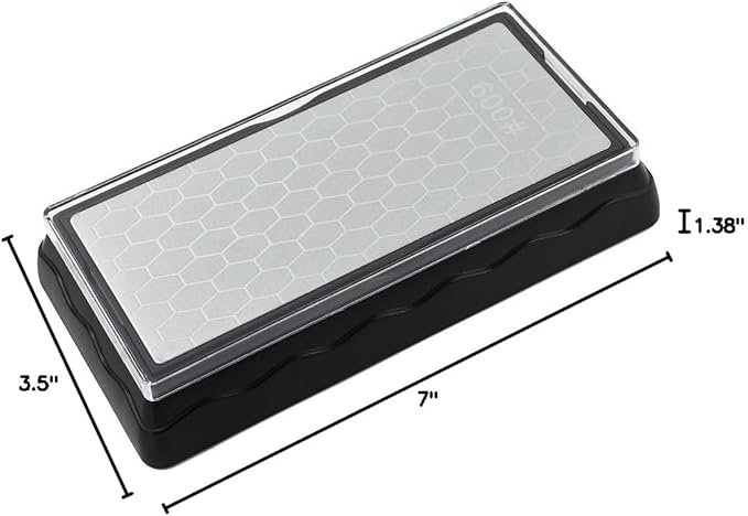 Double-sided Diamond Sharpening Stone,YCAMMIN Knife Sharpener Stone diamond sharpener Honeycomb Surface Plate with Non-slip Base for Scissors Knives Outdoor Kitchen Sharpen Tools (600/1200 Grit)