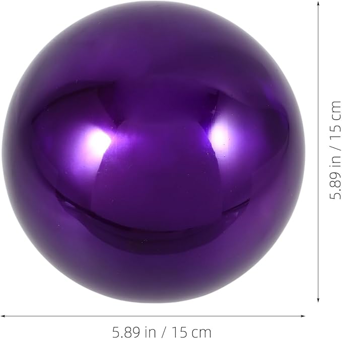 Happyyami Stainless Steel Mirror Reflective Ball Purple Gazing Ball for Garden Decor 15Cm Outdoor Accent 2Pcs Set