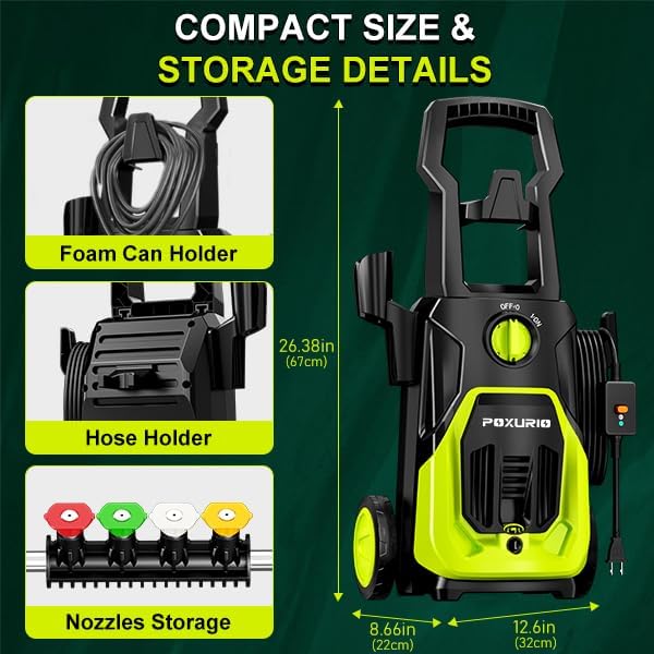 Electric Pressure Washer, 4000PSI 2.8GPM Power Washer, 3-in-1 Self-Priming High Pressure Washer, for Cars, Patio, Deck