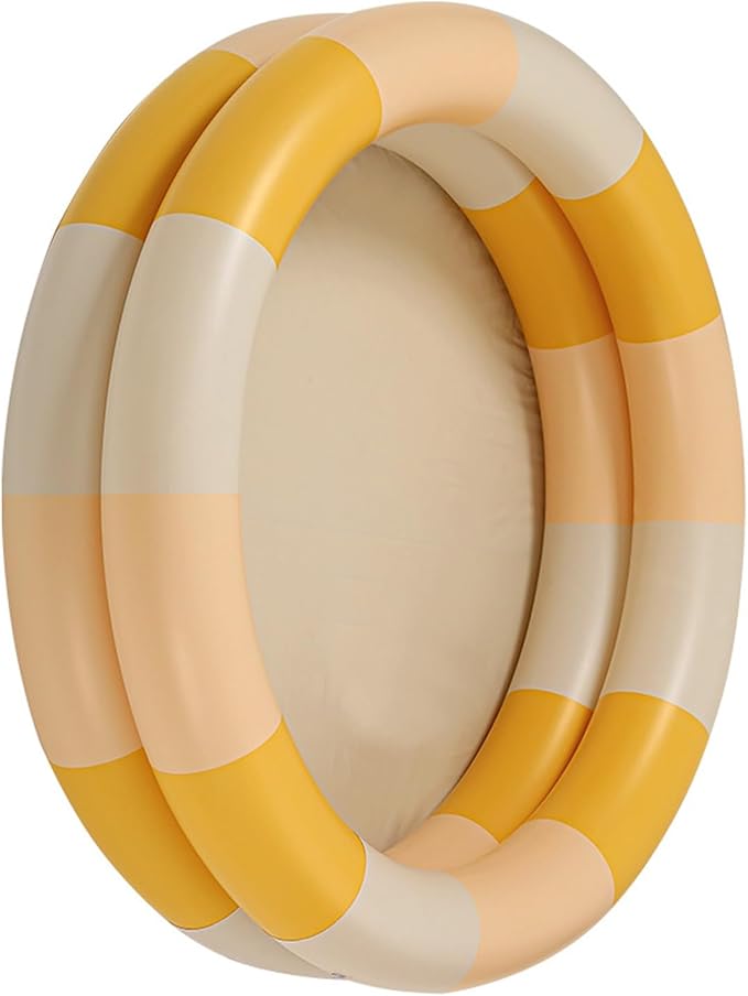 Inflatable Baby Retro Swimming Pool Family Cute Style Thickened Water Pool for Kids Indoor Outdoor Play (Yellow Stripe)