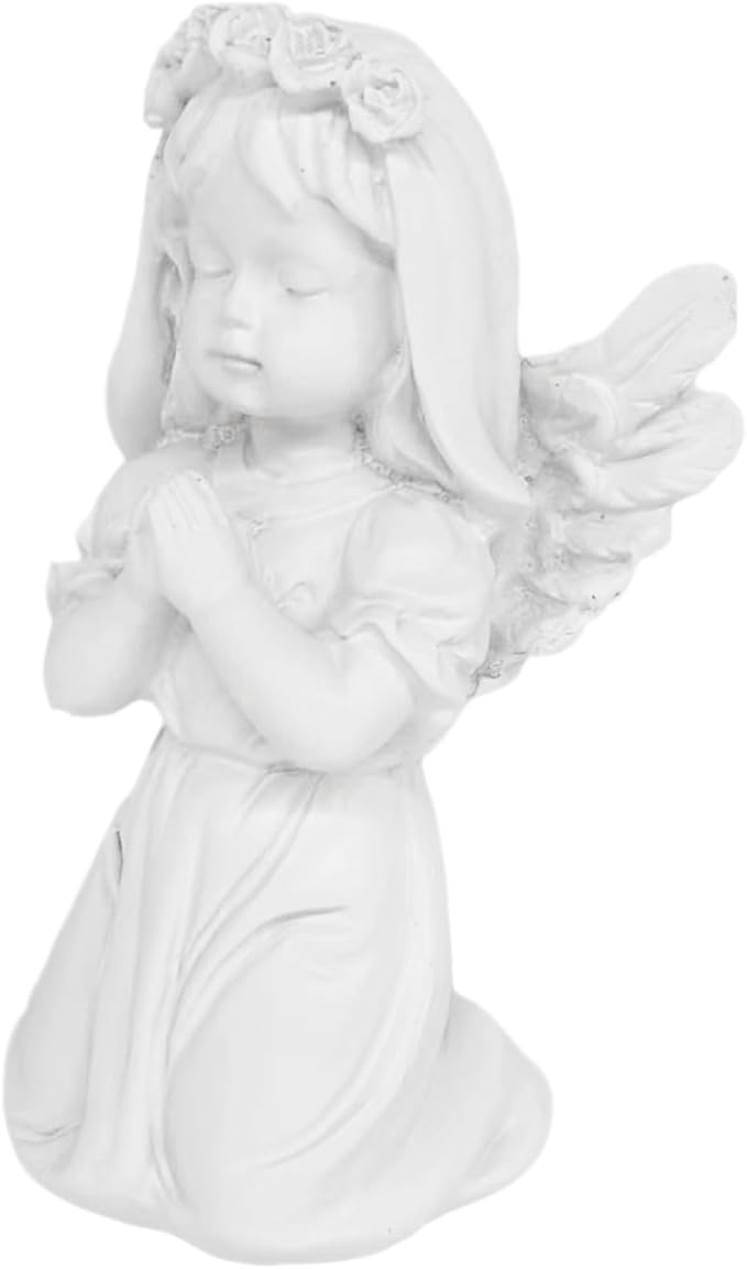 White Kneeling Praying Angel Statues, Handmade Resin Craft Home Decor, Indoor & Outdoor Angel Ornaments, Wedding Table Decor, Ideal Blessing Gift for Parents and Friends