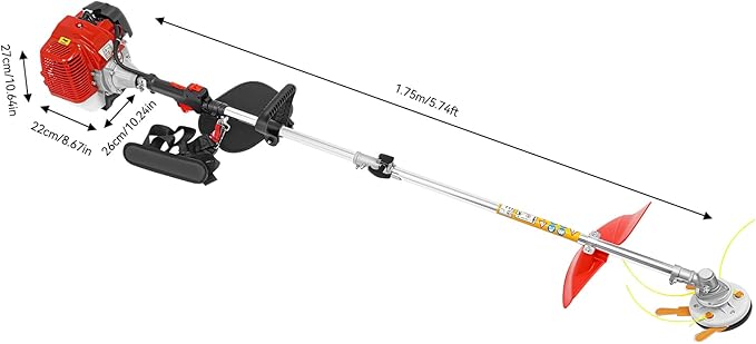 43CC Gas Powered Weed Gas Edger, 1250W Single-Cylinder Air-Cooled 2-Stroke Gasoline Engine Weed Trimmer with 2 Blade Heads, Gas Edger for Garden Lawn Grass Trimmer(8500r/min)