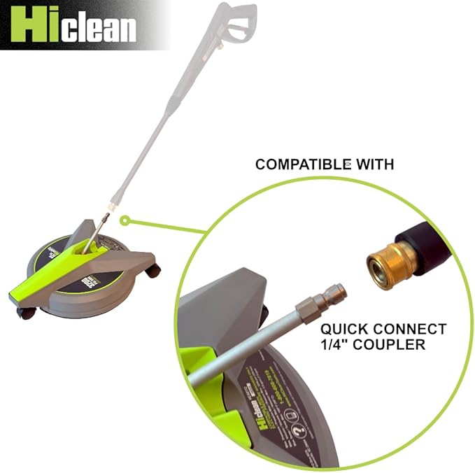12” Pressure Washer Surface Cleaner with Wheels - 3200 Max PSI, 1/4” Connector - for Electric Pressure Washers