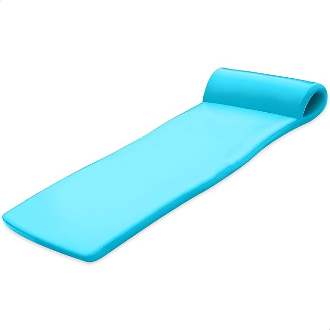 TRC Recreation Sunsation Vinyl Coated Foam Swimming Pool Float Mat Adult Lounger with Built-in Roll Pillow