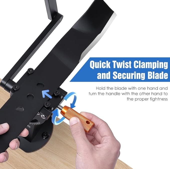 Lawn Mower Blade Sharpener, 15°-45° Adjustable Frame with Ball Bearing Manufacture Handle for Right Left Hand Blades, Lawnmower Blade Sharpening Tool Use with Angle Grinder (Black) - Max Width: 70mm