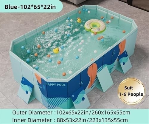 Premium 9.8ft Rectangular Above Ground Pool - Foldable Outdoor Swimming Pool for Backyard, Garden Parties, Kids & Dogs, Easy Setup & Portable Fun