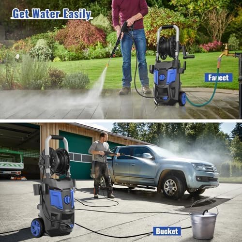 Pressure Washer, 5000PSI Max Power Washer with 500ML Foam Cannon, High Pressure Cleaning Machine with 4 Connect Nozzles for Cars Patio Driveways Home