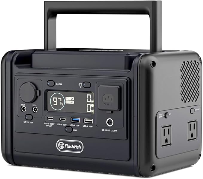 Flashfish T300pro 300W Portable Power Station 230Wh LiFeP04 Battery, 600w Surge, Pure Sine Wave AC Outlets, 100W USB-C PD, 1.2H Fast Recharge, Solar Generator for Camping, Rv, Outdoor &Emergency Use