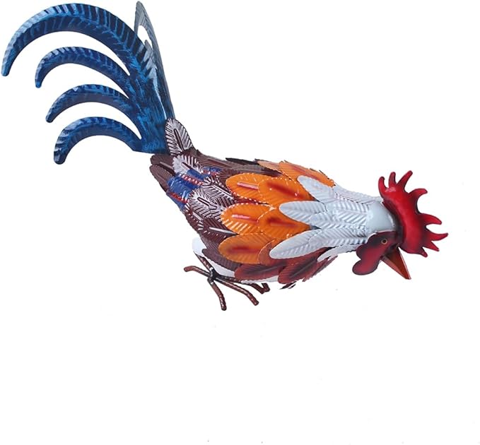 Rooster Statue Metal Chicken Sculpture Garden Decoration Metal Yard Art for Patio Lawn Backyard Outdoor Decoration,A Set of 2