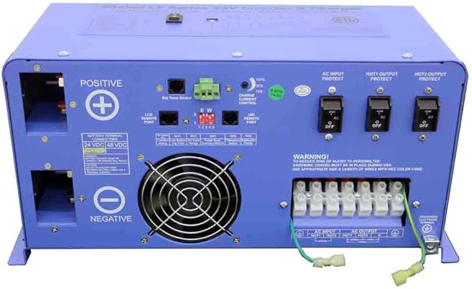 AIMS Power 4000 Watt 24 VDC Pure Sine Inverter Charger 120 & 240 Split Phase VAC Output 55A Charger 30A Transfer Switch ETL Cert to UL 458/1012/1741 Standards CSA PICOGLF4024240SUL