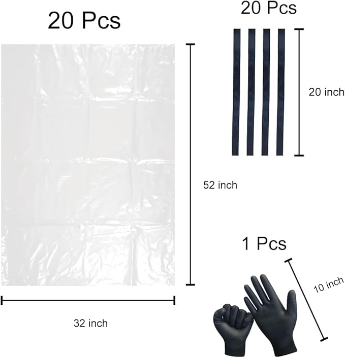 6 Mil Clear Contractor Bags - 20 Pack Heavy Duty Contractor Trash Bags for 50/55/60 Gallon Large Clear Garbage Bags (Extra Thick, Tear Resistant) (32" X 52")