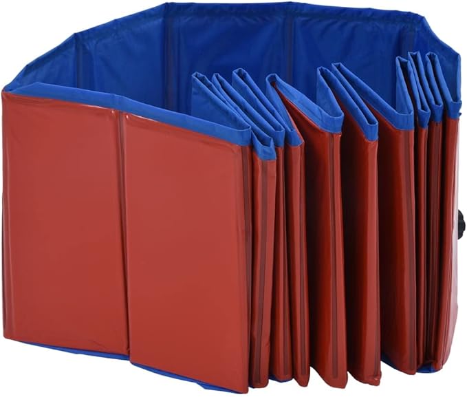 Foldable Dog Swimming Pool, Foldable Pet Swimming Pool, Portable Dog Pool, Bath Pool Collapsible Dog Pet Pool Bathing Tub, 47.2"x11.8" PVC Red