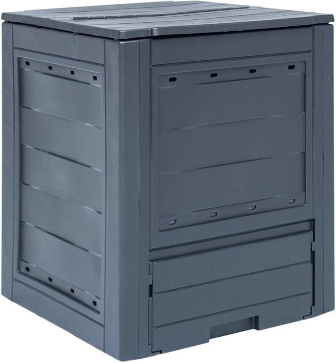 Compost Bin | Garden Composter Bin | Outdoor Composting Box for Backyard Yard Patio Outside | Gray Plastic 23.6" x 23.6" x 28.7" 68.7 Gallon by GeoHome