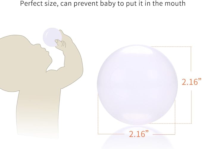 PlayMaty Clear Ball Pool Pit Balls - 100pcs Phthalate Free BPA Free Plastic Ocean Balls for Kids Fun Toys for Playhouse Play Tent Playpen Pool (Φ2.16)