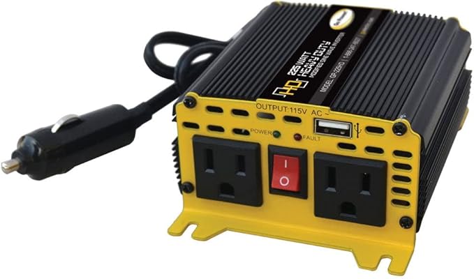 Go Power GP-225HD Heavy-Duty Modified Sine Wave Power Inverter, 225 Watt, 12V Input, Dual AC Outlets, Compact and Portable Solution for Small Electronics, Travel, and Outdoor Use