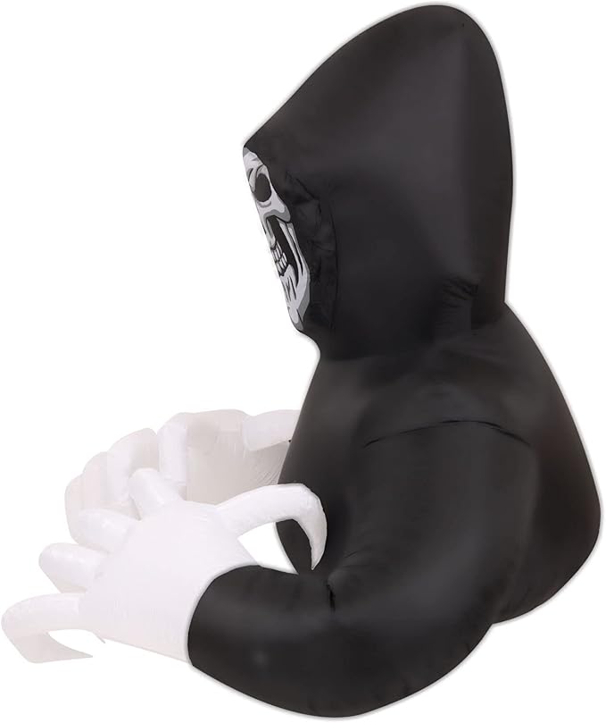 Haunted Hill Farm 5-ft. Reaper Blow Up Decoration with Lights, Halloween Outdoor Decorations for Patio and Yard, Giant Spooky Holiday Inflatable Decor