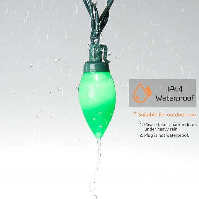 Multi Color C9 Big Bulbs Classic Christmas Lights 50 LED 32ft Indoor Outdoor Home Yard Xmas Tree Decorations (Multi Color - 50LED)