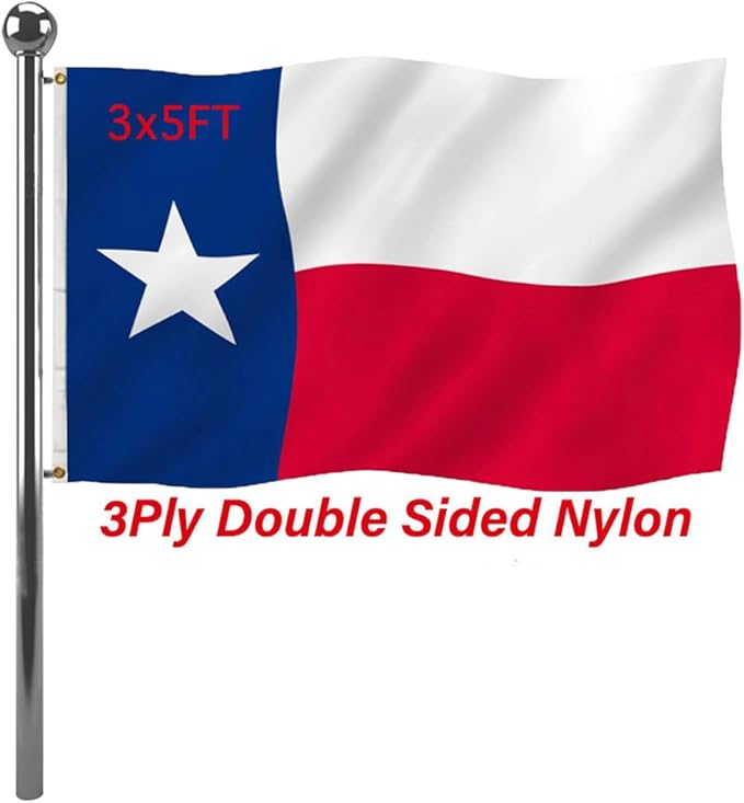 Jayus Double Sided Texas State TX Flags 3x5 FT Outdoor- 320D Heavy Duty Nylon Republic of Texas Flag Banner with 2 Grommets