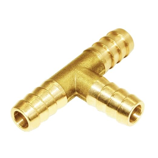 Joywayus 3/8" ID Hose Barb Fitting,Tee 3 way Brass Fitting Intersection/Split Brass Water/Fuel/Air (Pack of 5)