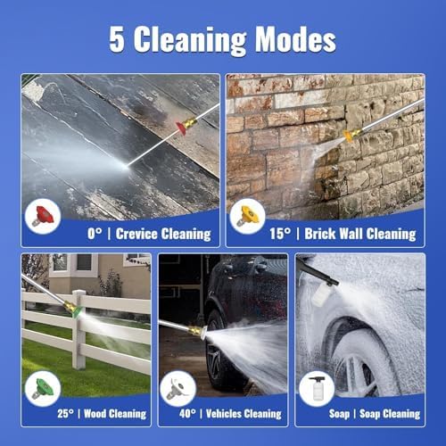 Pressure Washer, 5000PSI Max Power Washer with 500ML Foam Cannon, High Pressure Cleaning Machine with 4 Connect Nozzles for Cars Patio Driveways Home