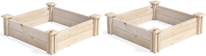 Greenes Fence Original Pine Raised Garden Bed, 2' x 2' x 7" (2-Pack) - Made in USA with American Pine