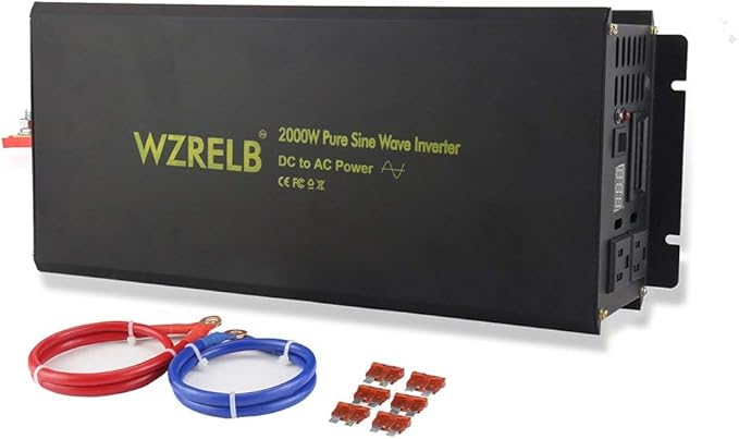 WZRELB Power Inverter 2000w Pure Sine Wave Inverter 24v 120v DC AC Converter