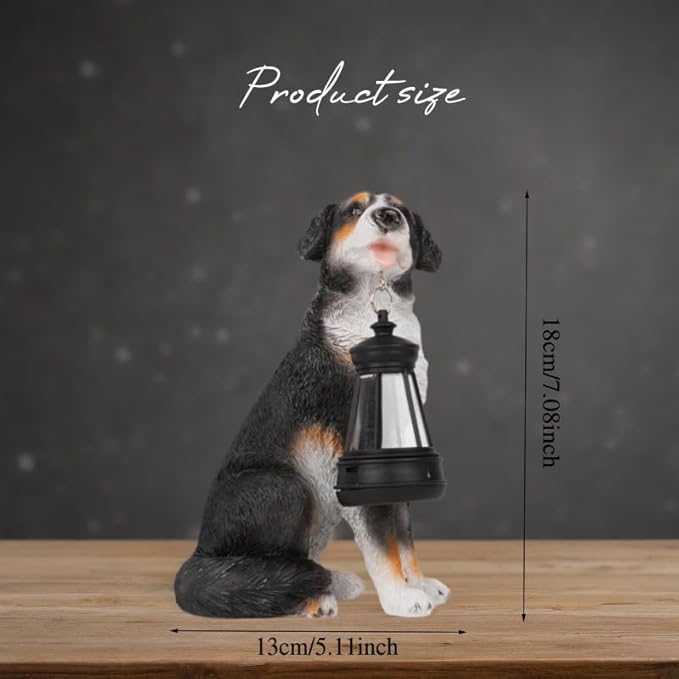 Bourne Dog Garden Statues with Solar Lantern, Outdoor Figurine Resin Sculpture Hanging Solar Power Lights for Decoration Yard Patio Balcony Lawn Ornament Art Decor, Unique Gift for Grandma Wowen Mom