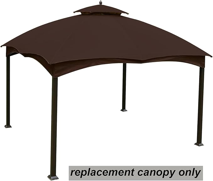 Hugline Outdoor Replacement Canopy Top Double Tier Gazebo Roof Cover for Lowe's Allen Roth 10x12 Gazebo #GF-12S004B-1 (Brown)
