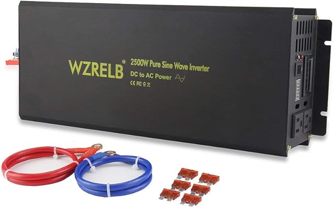 WZRELB Power Inverter 2500w Pure Sine Wave Inverter 24v 120v DC AC Converter