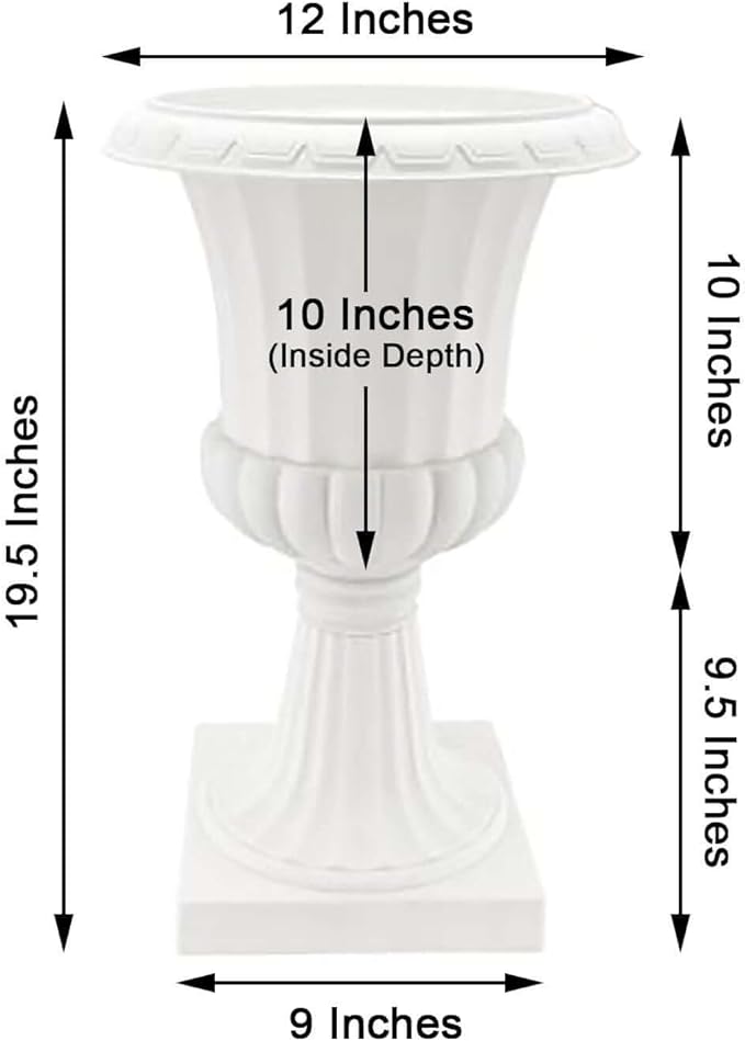 Efavormart 2 Pack - 20" PVC Urn Planter, Floral Pedestal Flower Pot White Plant Stand for Wedding, Party, Event, Home, Stage, Garden, Balcony Decoration