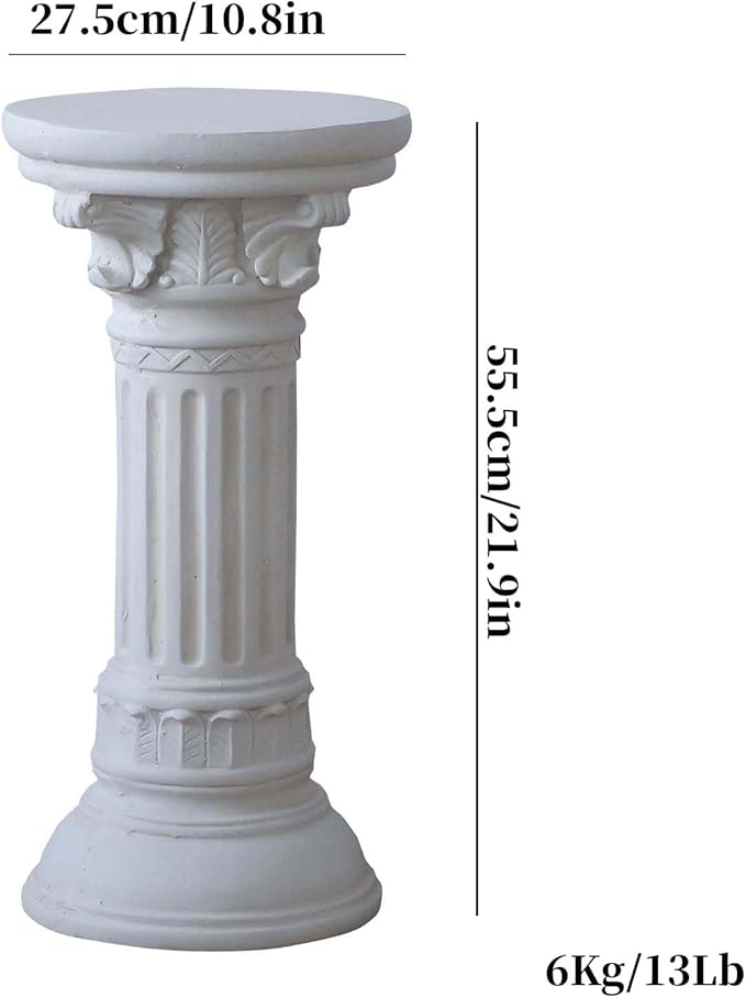 Decorative Roman Column Pedestal, MGO Cement with Fiber, Classical Garden Pillar, Indoor Outdoor Decor,Wrap Foam Safely Delivered from Local Warehouse (White, 21.9IN)