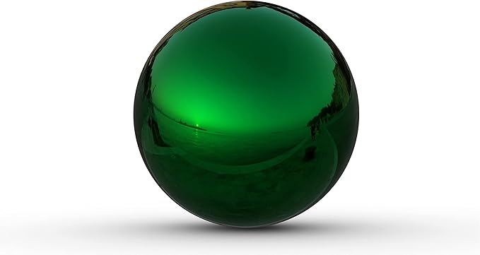 Lulu Decor, Green Stainless Steel Gazing Mirror Ball Size 12 with Stand
