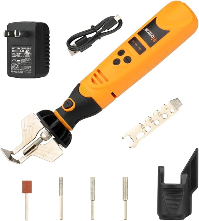 Hoteche Cordless Electric Chainsaw Sharpener Kit Handheld Chains Blade Sharpening Tool with 3 Diamond Sharpening Bits