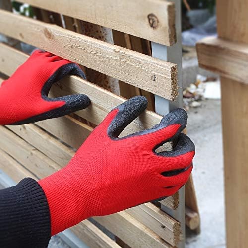 Evridwear Crinkle Latex Rubber Hand Coated Safety Work Gloves for Men Women General Multi Use Construction Warehouse Gardening Assembly Landscaping (XXL-Size) Red 120 Pairs Pack