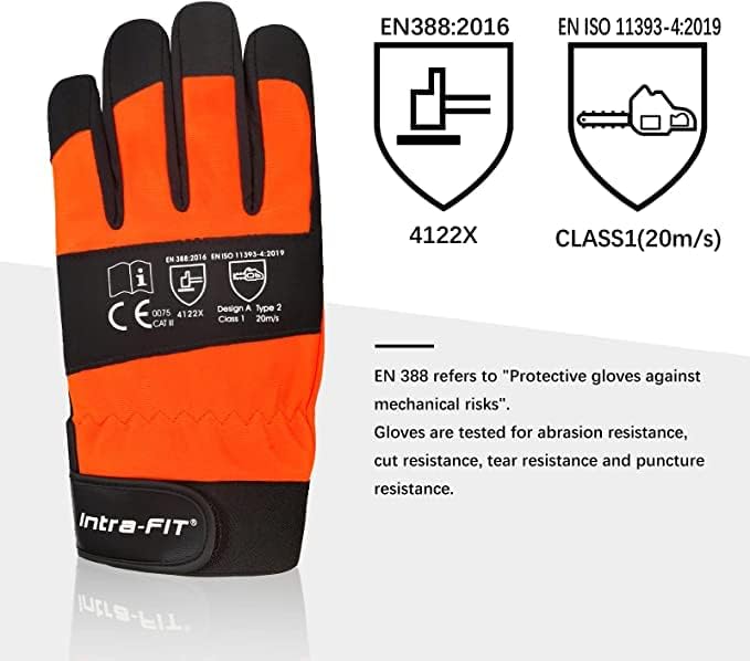 Chainsaw Gloves, Left Hand Protection, Class 1, Latest Standard EN ISO 11393-4, EN 388: 4122X