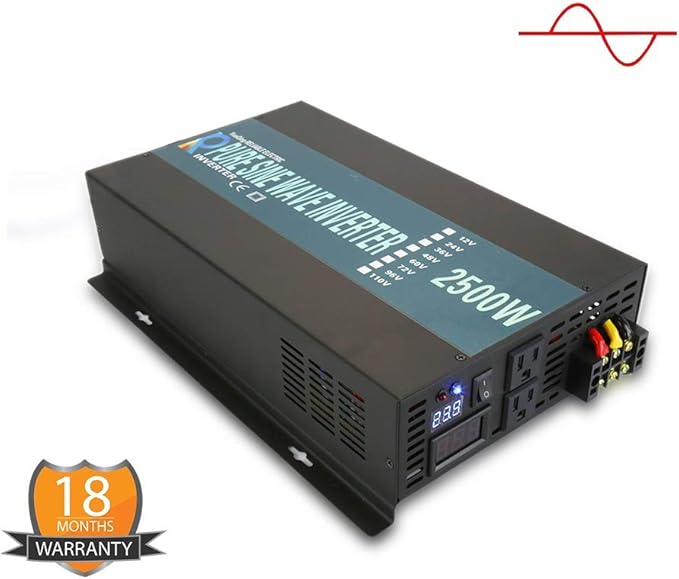 WZRELB RBP250024VCRT 2500W 24V 120V Pure Sine Wave Solar Power Inverter with Remote Control Switch