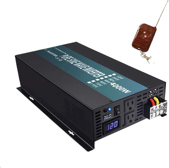WZRELB 4000W 36V 120V Pure Sine Wave Power Inverter with 2 AC Outlets,Car Inverter,Remote Control
