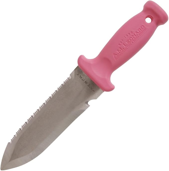 A.M. Leonard Deluxe Soil Knife, Pink – Hori Hori w/ 6-Inch Stainless Steel Blade